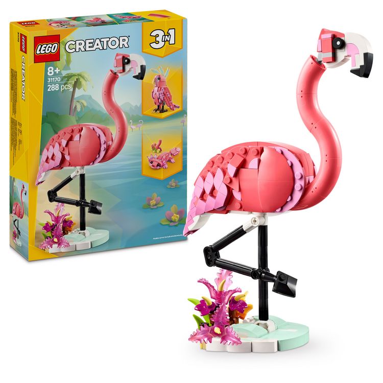 Bild vom Artikel LEGO® Creator Wilde Tiere: Rosa Flamingo (31170); 3-in-1-Spielset; umbaubar in Kakadu oder Axolotl vom Autor 