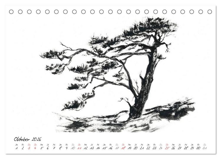 Produktbild: Asiatische Tuschmalerei (Tischkalender 2026 DIN A5 quer), CALVENDO Monatskalender