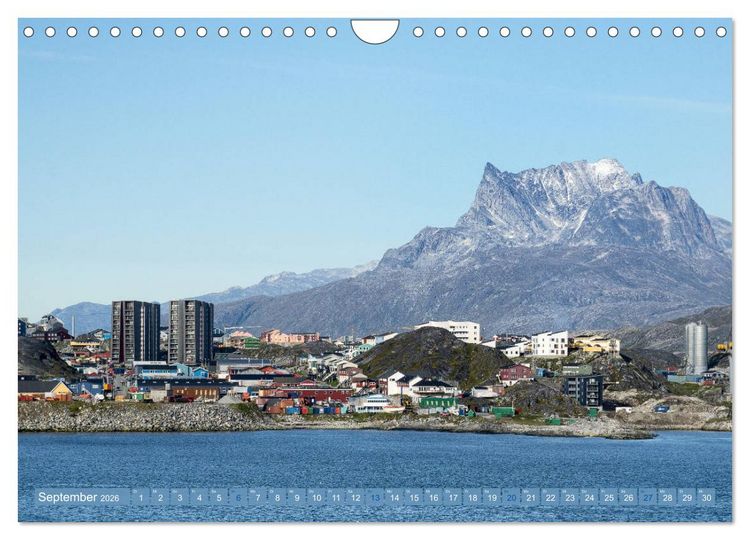 Produktbild: Gr&ouml;nland - Felsen, Eis und bunte H&auml;user (Wandkalender 2026 DIN A4 quer), CALVENDO Monatskalender