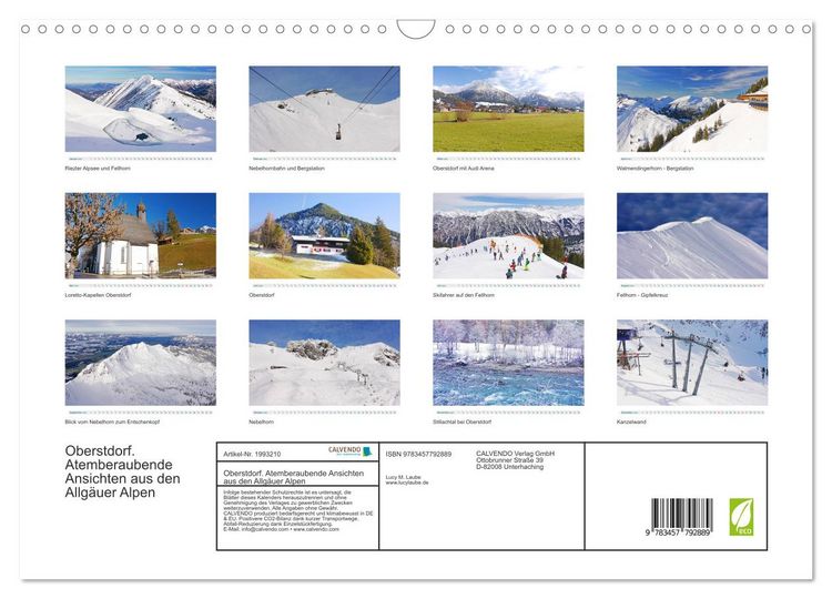 Produktbild: Oberstdorf. Atemberaubende Ansichten aus den Allg&auml;uer Alpen (Wandkalender 2026 DIN A3 quer), CALVENDO Monatskalender