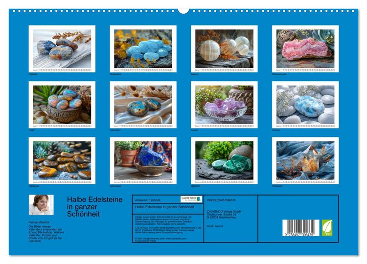 Produktbild: Halbe Edelsteine in ganzer Sch&ouml;nheit (hochwertiger Premium Wandkalender 2026 DIN A2 quer), Kunstdruck in Hochglanz
