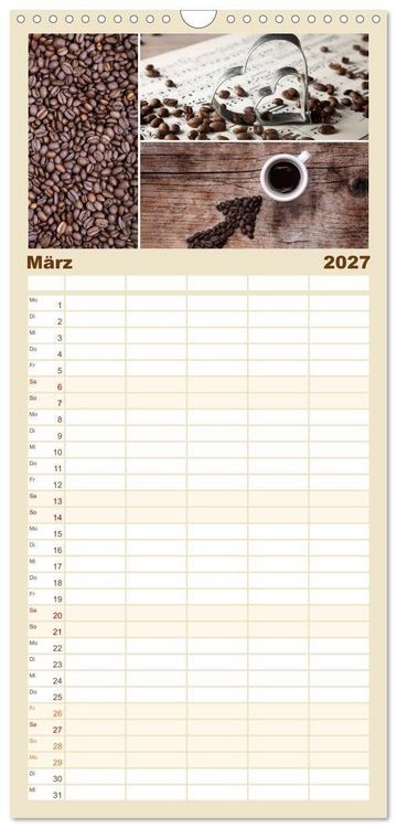 Produktbild: Familienplaner 2027 - Kaffee & Schokolade mit 5 Spalten (Wandkalender, 21 x 45 cm) CALVENDO