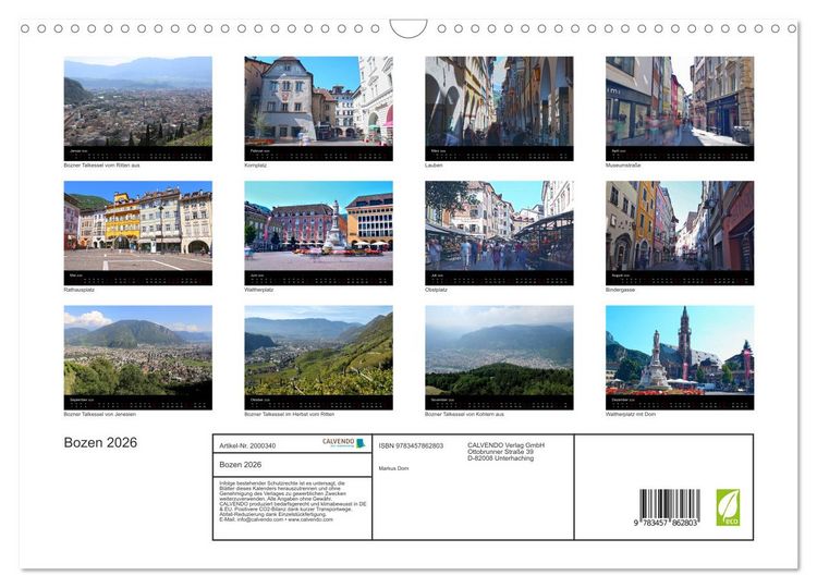 Produktbild: Bozen 2026 (Wandkalender 2026 DIN A3 quer), CALVENDO Monatskalender