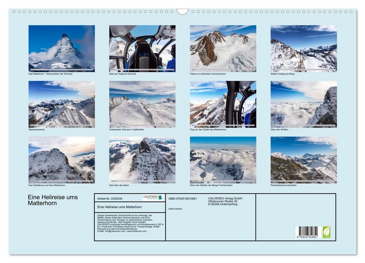 Produktbild: Eine Helireise ums Matterhorn (Wandkalender 2027 DIN A2 quer), CALVENDO Monatskalender