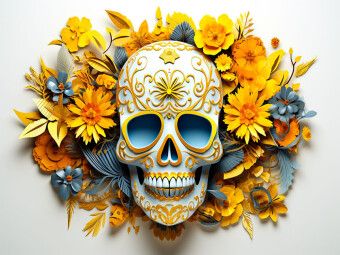 Produktbild: CALVENDO Puzzle Blue Yellow Skull | 1000 Teile Lege-Gr&ouml;&szlig;e 64x48cm Foto-Puzzle f&uuml;r gl&uuml;ckliche Stunden