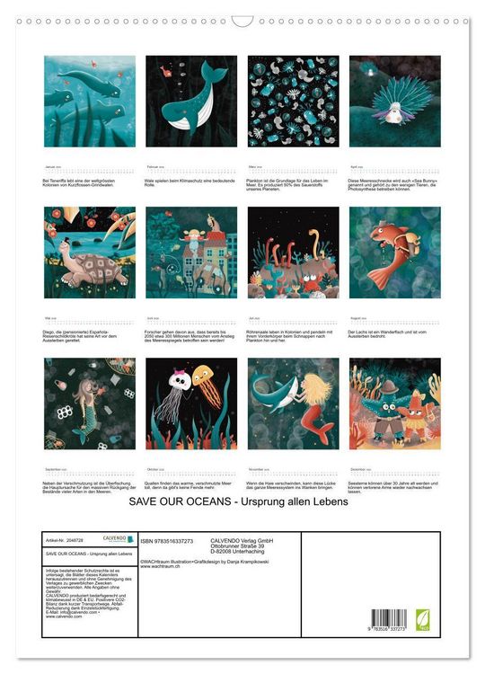 Produktbild: SAVE OUR OCEANS - Ursprung allen Lebens (Wandkalender 2026 DIN A2 hoch), CALVENDO Monatskalender