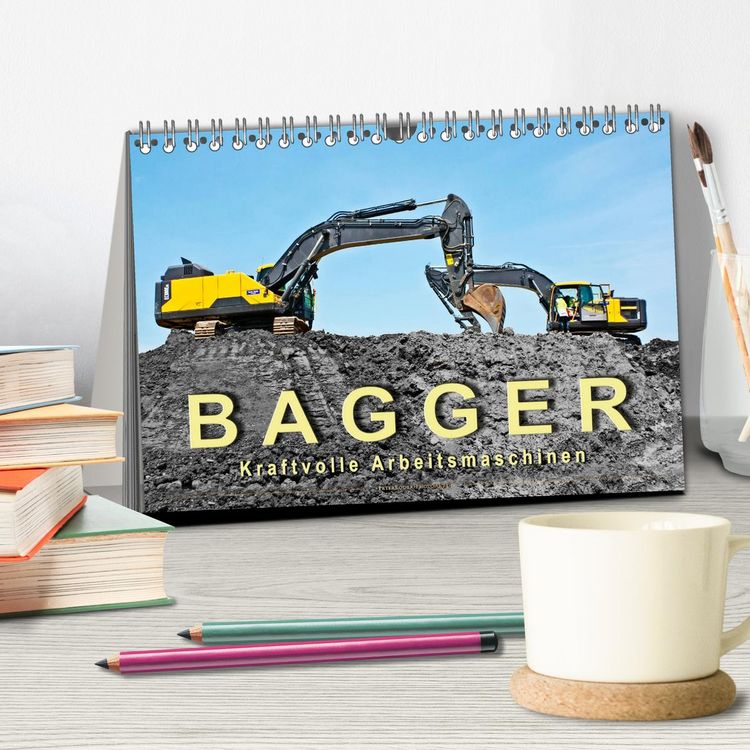 Produktbild: Bagger - kraftvolle Arbeitsmaschinen (Tischkalender 2026 DIN A5 quer), CALVENDO Monatskalender