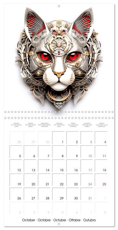 Produktbild: F&eacute;lins Steampunk (Calendrier mural carr&eacute; 2026 30x30 cm) Calendrier double avec une page pour vos prises de notes