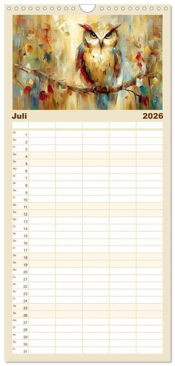 Produktbild: Familienplaner 2026 - Majest&auml;ten der L&uuml;fte. Raubv&ouml;gel zwischen Himmel und Kunst mit 5 Spalten (Wandkalender, 21 x 45 cm) CALVENDO