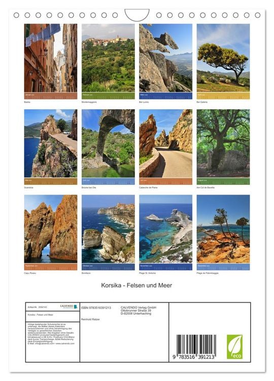 Produktbild: Korsika - Felsen und Meer (Wandkalender 2026 DIN A4 hoch), CALVENDO Monatskalender