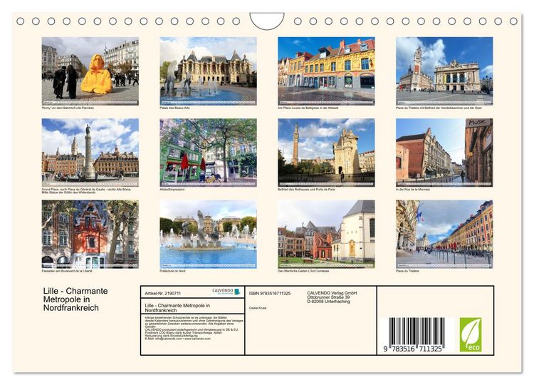 Produktbild: Lille - Charmante Metropole in Nordfrankreich (Wandkalender 2026 DIN A4 quer), CALVENDO Monatskalender