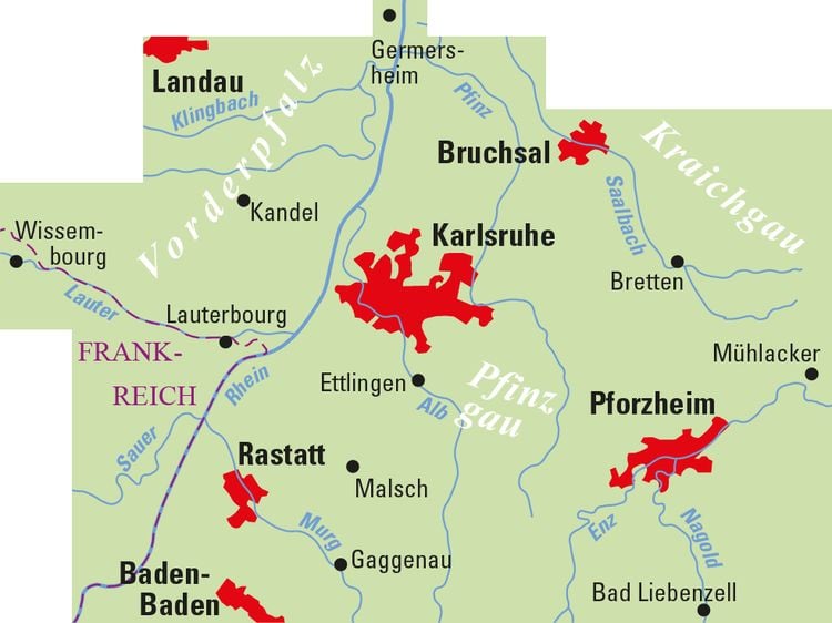 Produktbild: ADFC-Regionalkarte Karlsruhe und Umgebung,1:50.000, reiß- und wetterfest, GPS-Tracks Download
