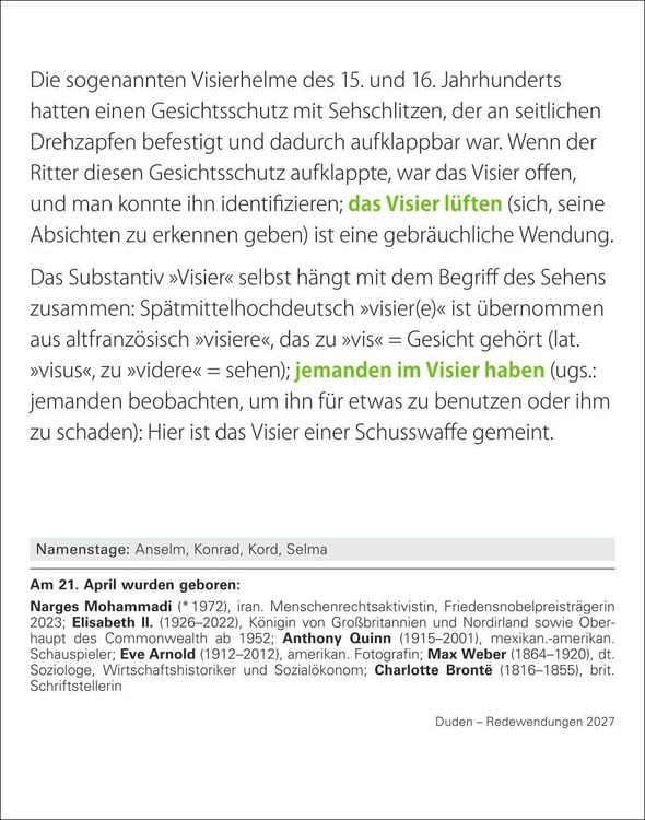 Produktbild: Duden Das Salz in der (Buchstaben-)Suppe Tagesabrei&szlig;kalender 2027 - Redewendungen und ihre Bedeutung