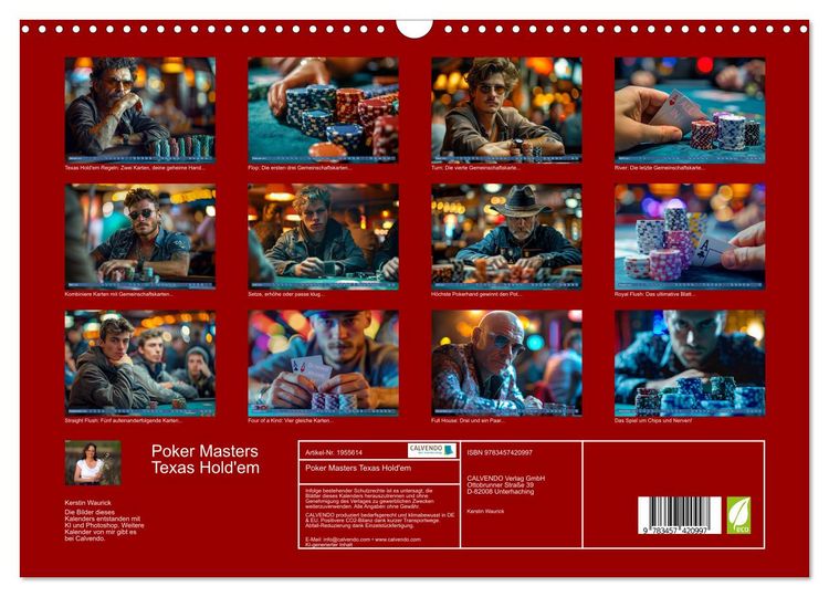 Produktbild: Poker Masters Texas Hold'em (Wandkalender 2026 DIN A3 quer), CALVENDO Monatskalender