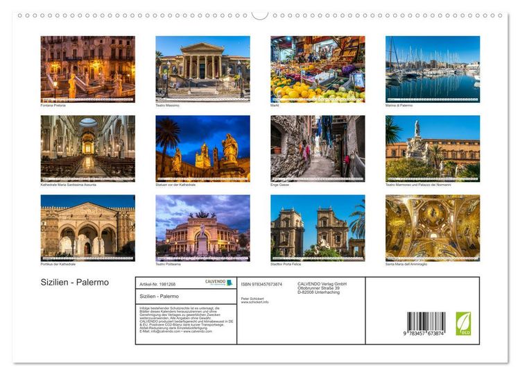 Produktbild: Sizilien - Palermo (hochwertiger Premium Wandkalender 2026 DIN A2 quer), Kunstdruck in Hochglanz
