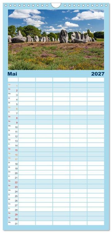 Produktbild: Familienplaner 2027 - Bretagne Traumhafte K&uuml;sten in Frankreichs Nordwesten mit 5 Spalten (Wandkalender, 21 x 45 cm) CALVENDO