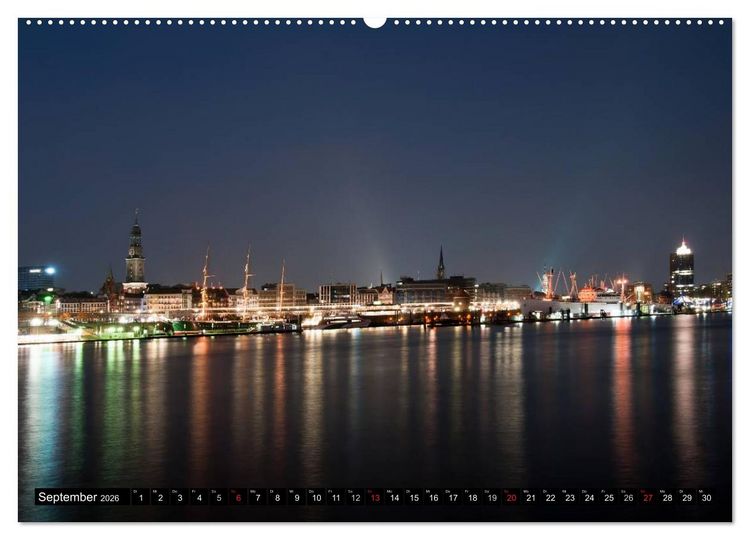 Produktbild: Mein Hamburg - Am sch&ouml;nsten bei Nacht (hochwertiger Premium Wandkalender 2026 DIN A2 quer), Kunstdruck in Hochglanz