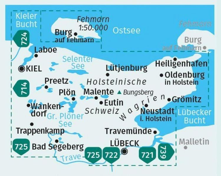 Produktbild: KOMPASS Wanderkarten-Set 740 Holsteinische Schweiz, Fehmarn (2 Karten) 1:40.000