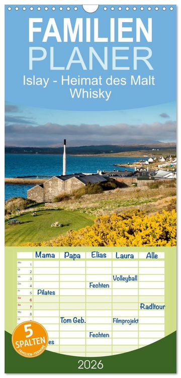 Produktbild: Familienplaner 2026 - Islay - Heimat des Malt Whisky mit 5 Spalten (Wandkalender, 21 x 45 cm) CALVENDO