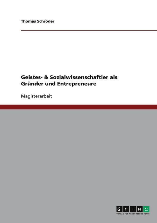 Produktbild: Geistes- & Sozialwissenschaftler als Gr&uuml;nder und Entrepreneure