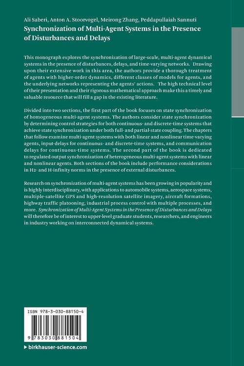 Produktbild: Synchronization of Multi-Agent Systems in the Presence of Disturbances and Delays