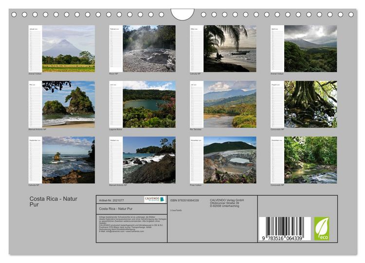 Produktbild: Costa Rica - Natur Pur (Wandkalender 2026 DIN A4 quer), CALVENDO Monatskalender
