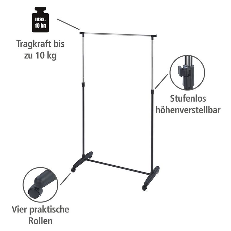 Produktbild: Kleiderst&auml;nder Mod. Mikey, h&ouml;henverstellbar, 4 Rollen