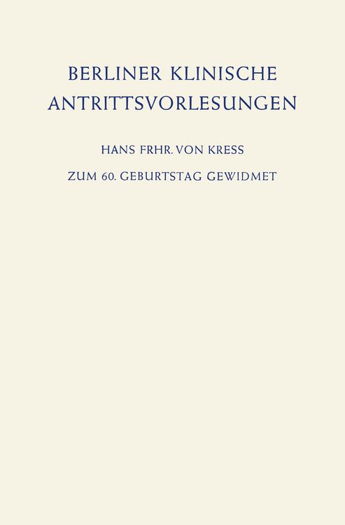 Produktbild: Berliner Klinische Antrittsvorlesungen