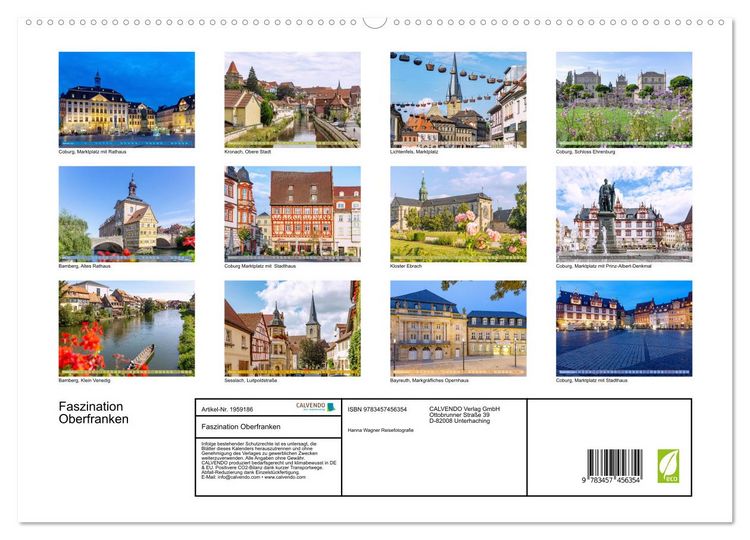 Produktbild: Faszination Oberfranken (hochwertiger Premium Wandkalender 2026 DIN A2 quer), Kunstdruck in Hochglanz