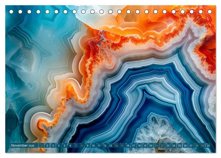 Produktbild: Achat-Rhapsodie - Farbige Flussl&auml;ufe in Bandachaten und Quarz (Tischkalender 2026 DIN A5 quer), CALVENDO Monatskalender