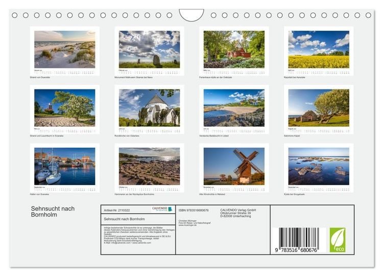Produktbild: Sehnsucht nach Bornholm (Wandkalender 2026 DIN A4 quer), CALVENDO Monatskalender