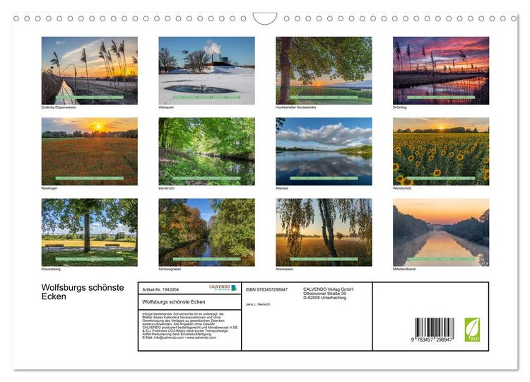 Produktbild: Wolfsburgs sch&ouml;nste Ecken (Wandkalender 2026 DIN A3 quer), CALVENDO Monatskalender