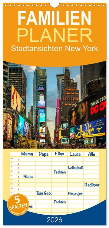 Produktbild: Familienplaner 2026 - Stadtansichten New York mit 5 Spalten (Wandkalender, 21 x 45 cm) CALVENDO