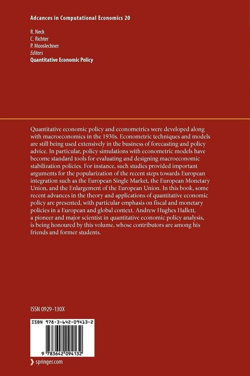 Produktbild: Quantitative Economic Policy