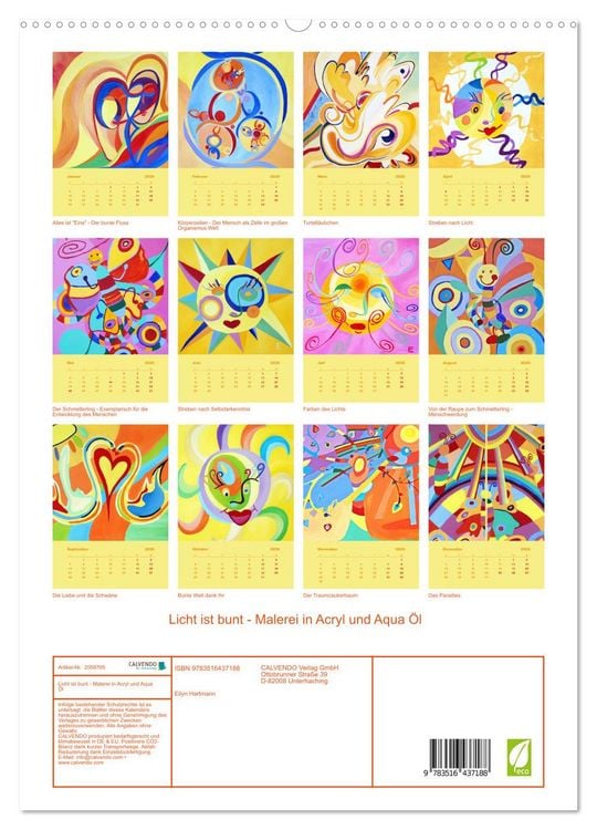 Produktbild: Licht ist bunt - Malerei in Acryl und Aqua &Ouml;l (hochwertiger Premium Wandkalender 2026 DIN A2 hoch), Kunstdruck in Hochglanz