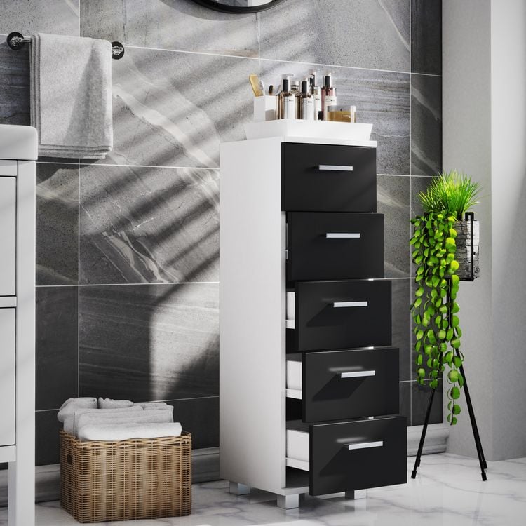 Produktbild: Holz Badm&ouml;bel Schubladen Badschrank Kommode Zalo M