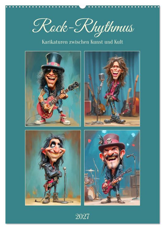 Produktbild: Rock-Rhythmus. Karikaturen zwischen Kunst und Kult (Wandkalender 2027 DIN A2 hoch), CALVENDO Monatskalender