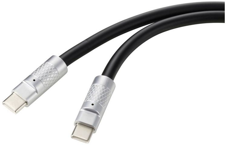 Produktbild: Renkforce USB-C&reg; Kabel USB 2.0 USB-C&reg; Stecker, USB-C&reg; Stecker 1.00m Schwarz RF-6056872