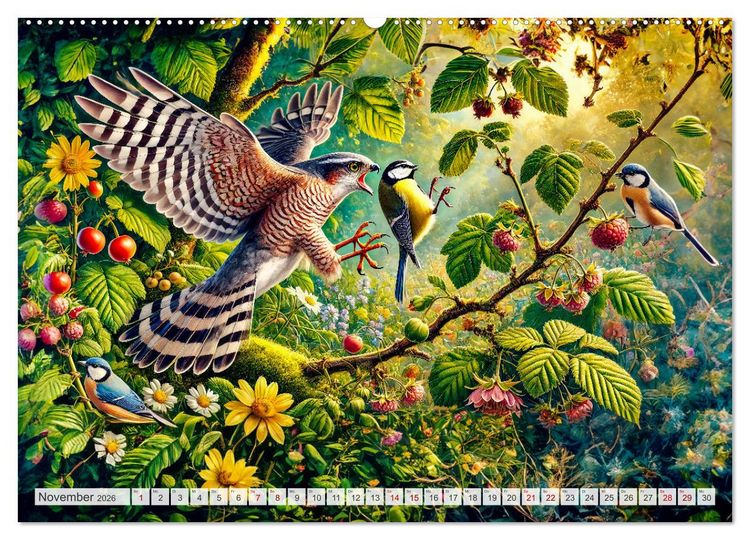 Produktbild: Tiere im Garten - Tierische Begegnungen in der gr&uuml;nen Oase (Wandkalender 2026 DIN A2 quer), CALVENDO Monatskalender