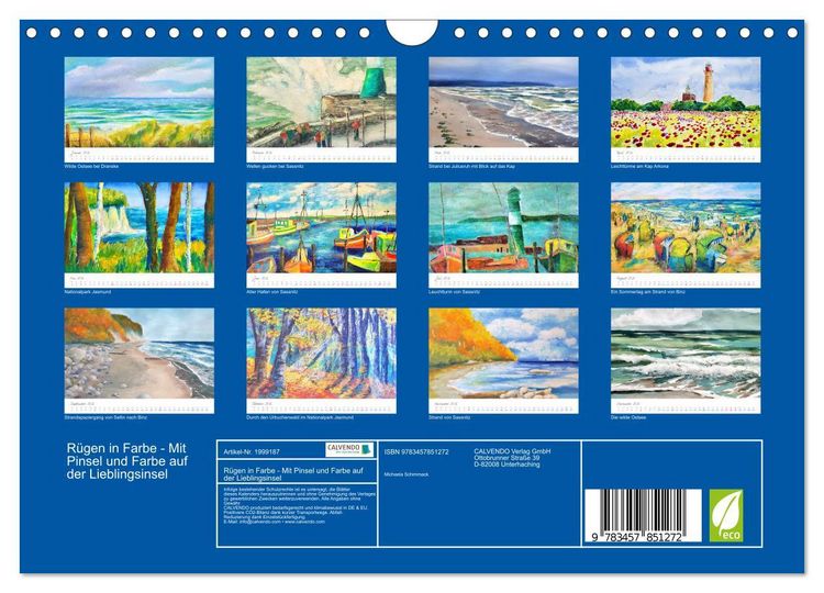 Produktbild: R&uuml;gen in Farbe - Mit Pinsel und Farbe auf der Lieblingsinsel (Wandkalender 2026 DIN A4 quer), CALVENDO Monatskalender