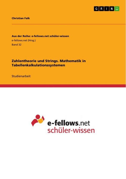 Produktbild: Zahlentheorie und Strings. Mathematik in Tabellenkalkulationssystemen