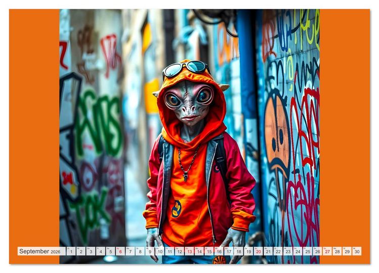 Produktbild: NEONZ - Graffiti trifft Galaxie (hochwertiger Premium Wandkalender 2026 DIN A2 quer), Kunstdruck in Hochglanz