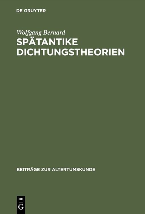 Produktbild: Sp&auml;tantike Dichtungstheorien