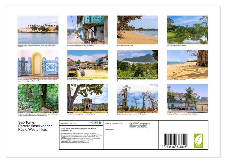 Produktbild: Sao Tome. Paradiesinsel vor der K&uuml;ste Westafrikas (Wandkalender 2026 DIN A4 quer), CALVENDO Monatskalender
