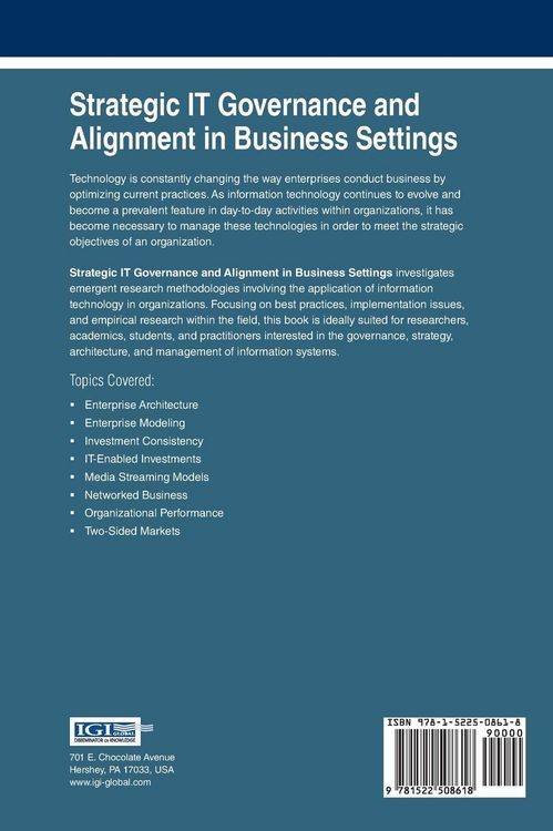 Produktbild: Strategic IT Governance and Alignment in Business Settings