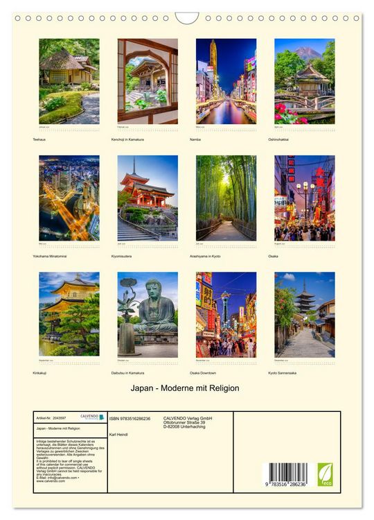 Produktbild: Japan - Moderne mit Religion (Wandkalender 2026 DIN A3 hoch), CALVENDO Monatskalender