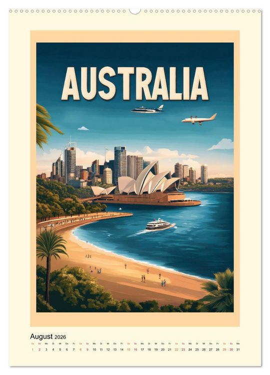 Produktbild: Weltreise - nostalgische Poster (Wandkalender 2026 DIN A2 hoch), CALVENDO Monatskalender