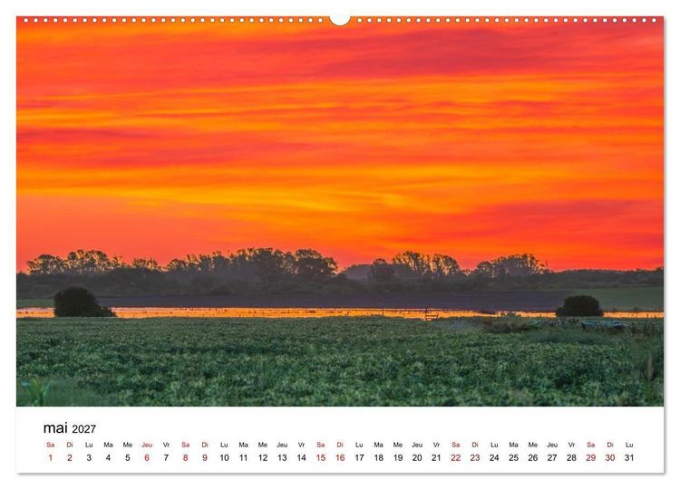 Produktbild: Couchers de soleil magiques &ndash; Jeux de lumi&egrave;re entre ciel et terre (Calendrier mural 2027 DIN A2 vertical), CALVENDO calendrier mensuel