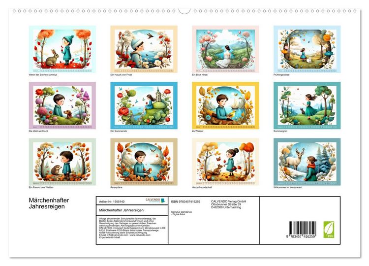 Produktbild: M&auml;rchenhafter Jahresreigen (hochwertiger Premium Wandkalender 2026 DIN A2 quer), Kunstdruck in Hochglanz
