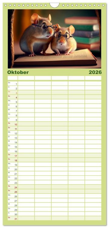 Produktbild: Familienplaner 2026 - M&auml;use Freunde mit 5 Spalten (Wandkalender, 21 x 45 cm) CALVENDO